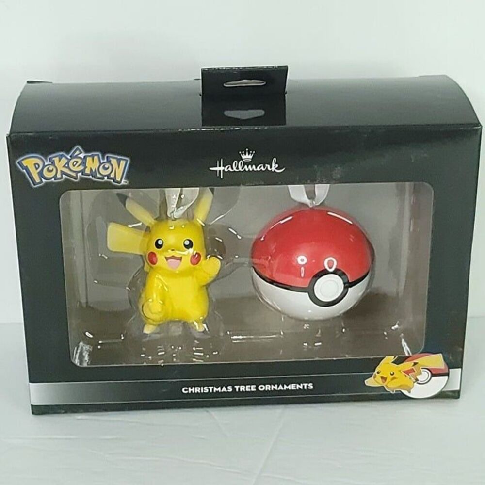 Pokemon Christmas Tree Decorative Ornaments Pikachu & Pokeball Hallmark NEW